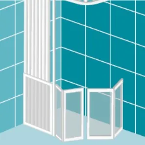 Option E: a fixed panel followed by a pair of folding doors opening outwards along one wall