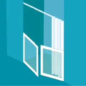 Option K: two half-height doors meeting in the middle of a straight run with a curtain behind