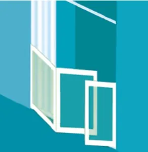 Option T: a fixed panel with a door that slides across and overlaps it